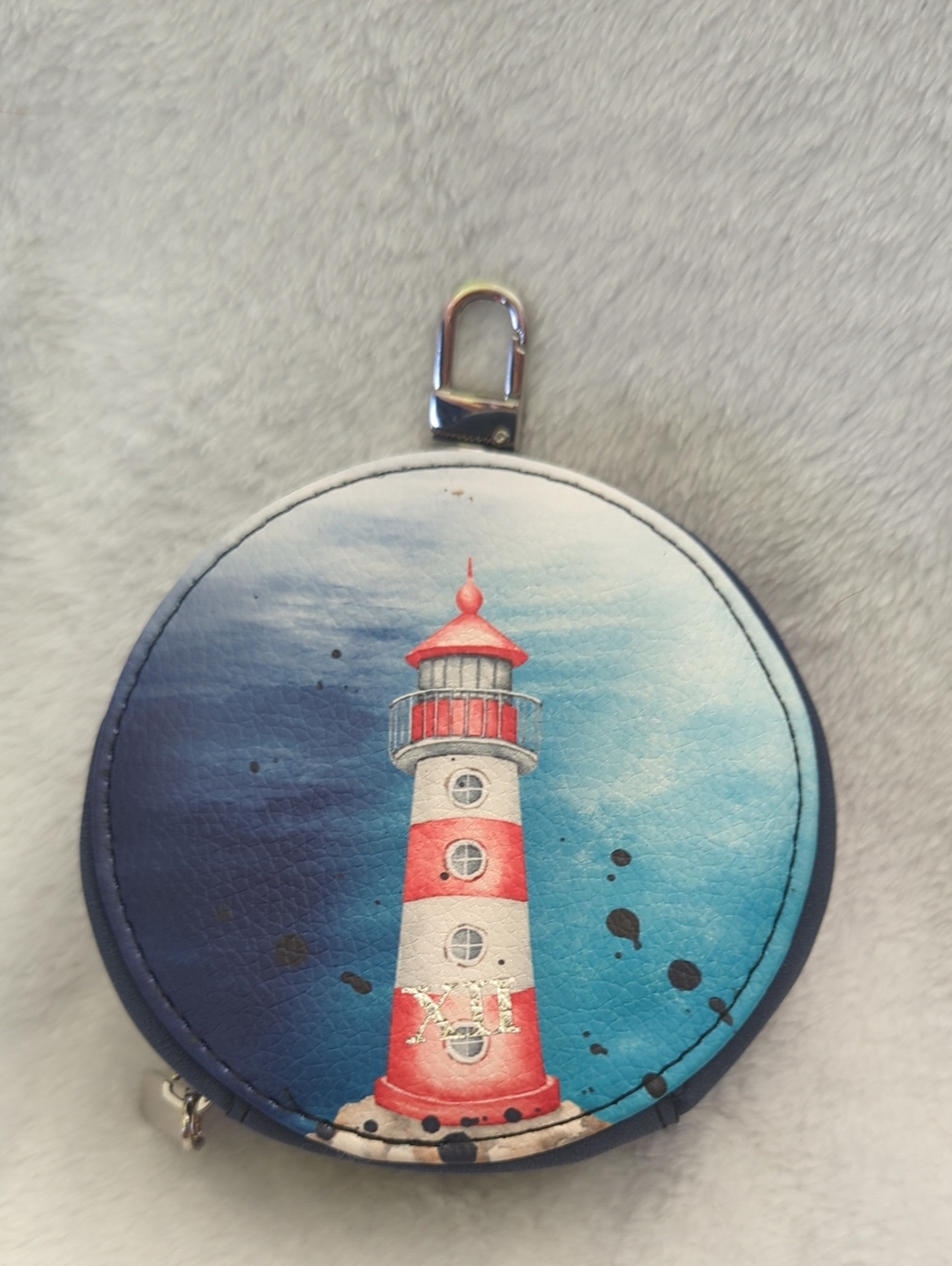Round Tula XII Lighthouse Print Round Case- Blue & Red